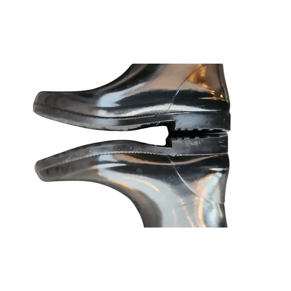 Michael Kors Benji Logo Rain Boots Glossy Black Waterproof Women's Size 8
